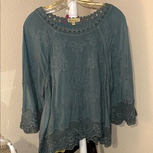Democracy Green Embellished Relaxed Blouse